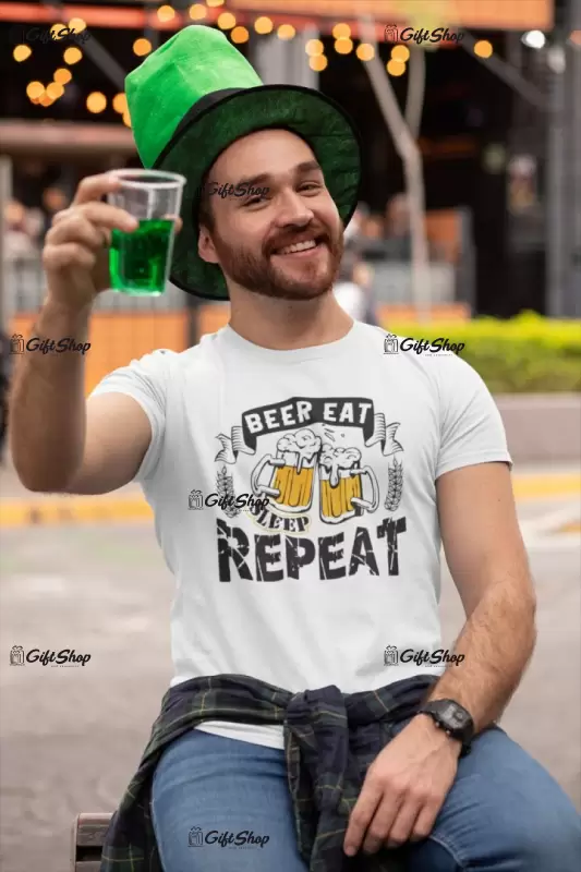 Beer eat sleep repeat, tricou cu mesaj