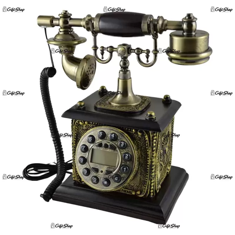 Telefon antic realizat din lemn cu model baroc b