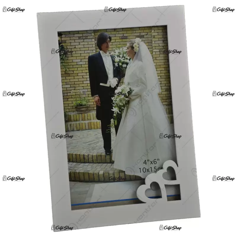Rama foto, design cu inimioare, dim. poza 10×15 cm