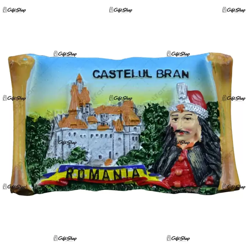 Magnet de frigider realizat din rasina – castelul bran. vlad tepes & romania