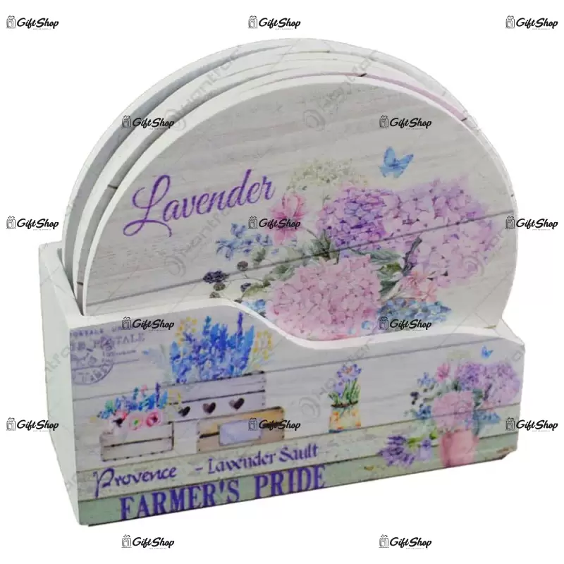 Set 6 suporturi cu carcasa pentru pahare – lavanda casuta b
