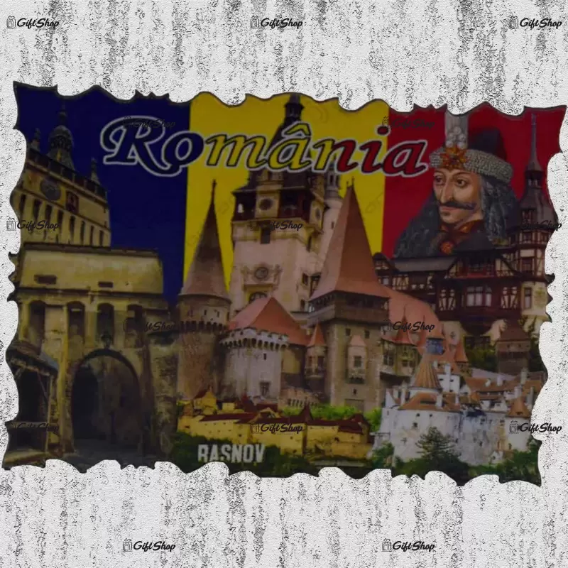 Magnet de frigider realizat din lemn – design castele renumite & vlad tepes a