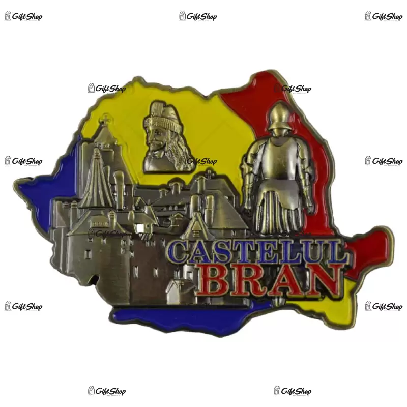 Magnet pentru frigider realizat din metal in forma de harta – design castelul bran