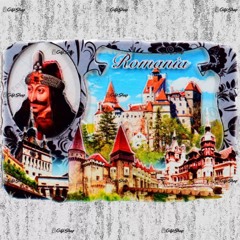 Romania, vlad tepes, magnet de frigider din rasina