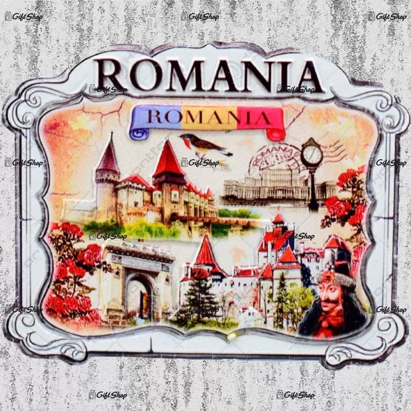 Monumente istorice & vlad tepes, magnet de frigider realizat din rasina