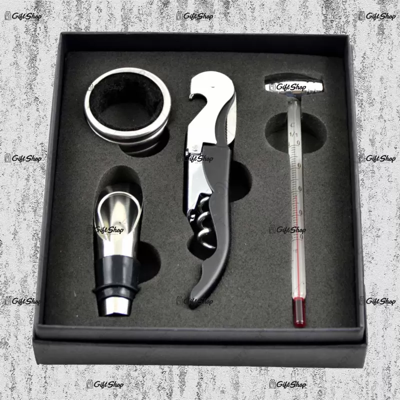 Set cadou cu 4 accesorii pentru vin.
