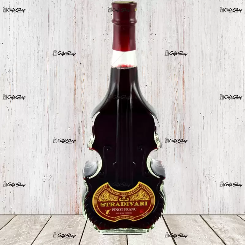 . stradivari, sticla vin in forma de vioara, vin rosu demisec