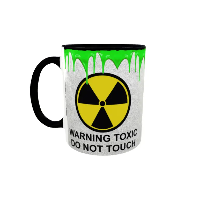 Warning toxic do not touch, cana ceramica, 330ml