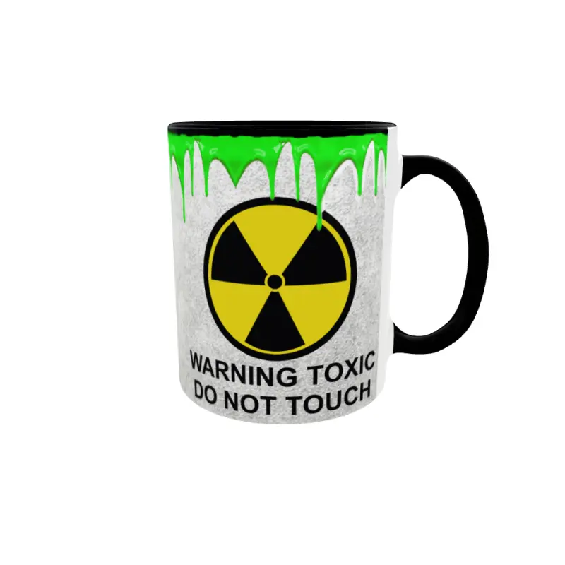 Warning toxic do not touch, cana ceramica, 330ml
