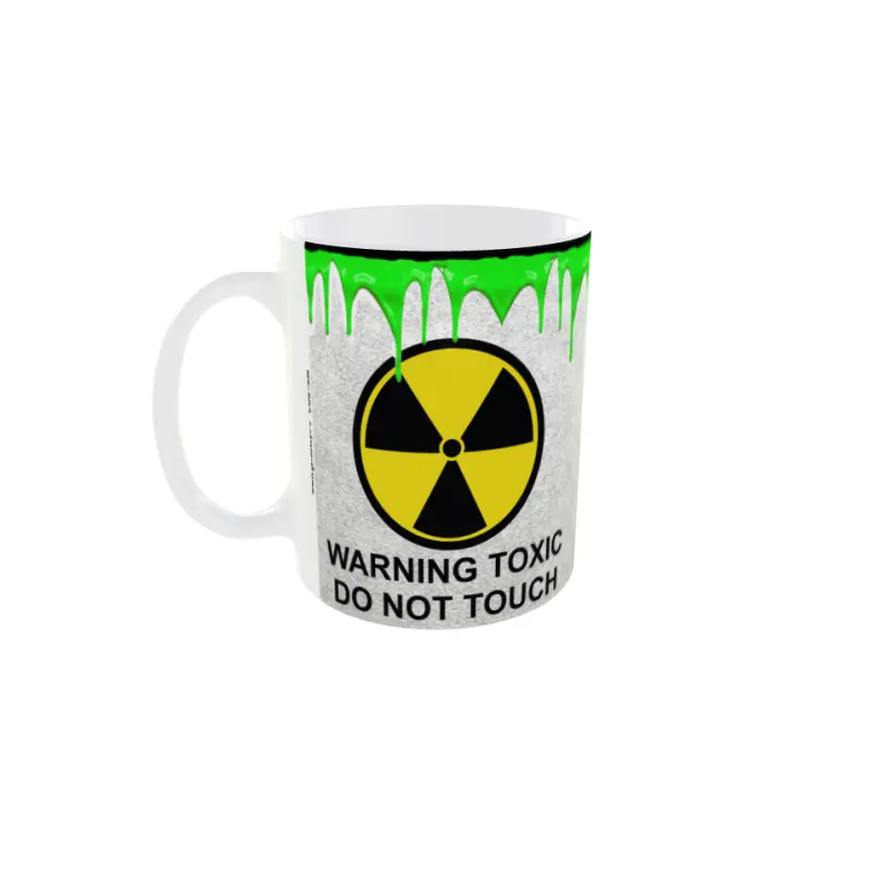 Warning toxic do not touch, cana ceramica, 330ml