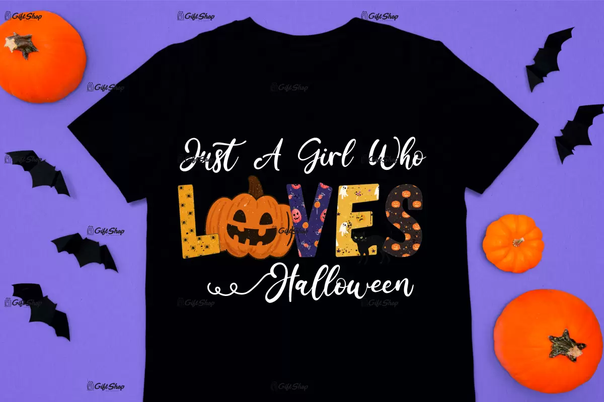 Just a girl who loves halloween, tricou cu mesaj