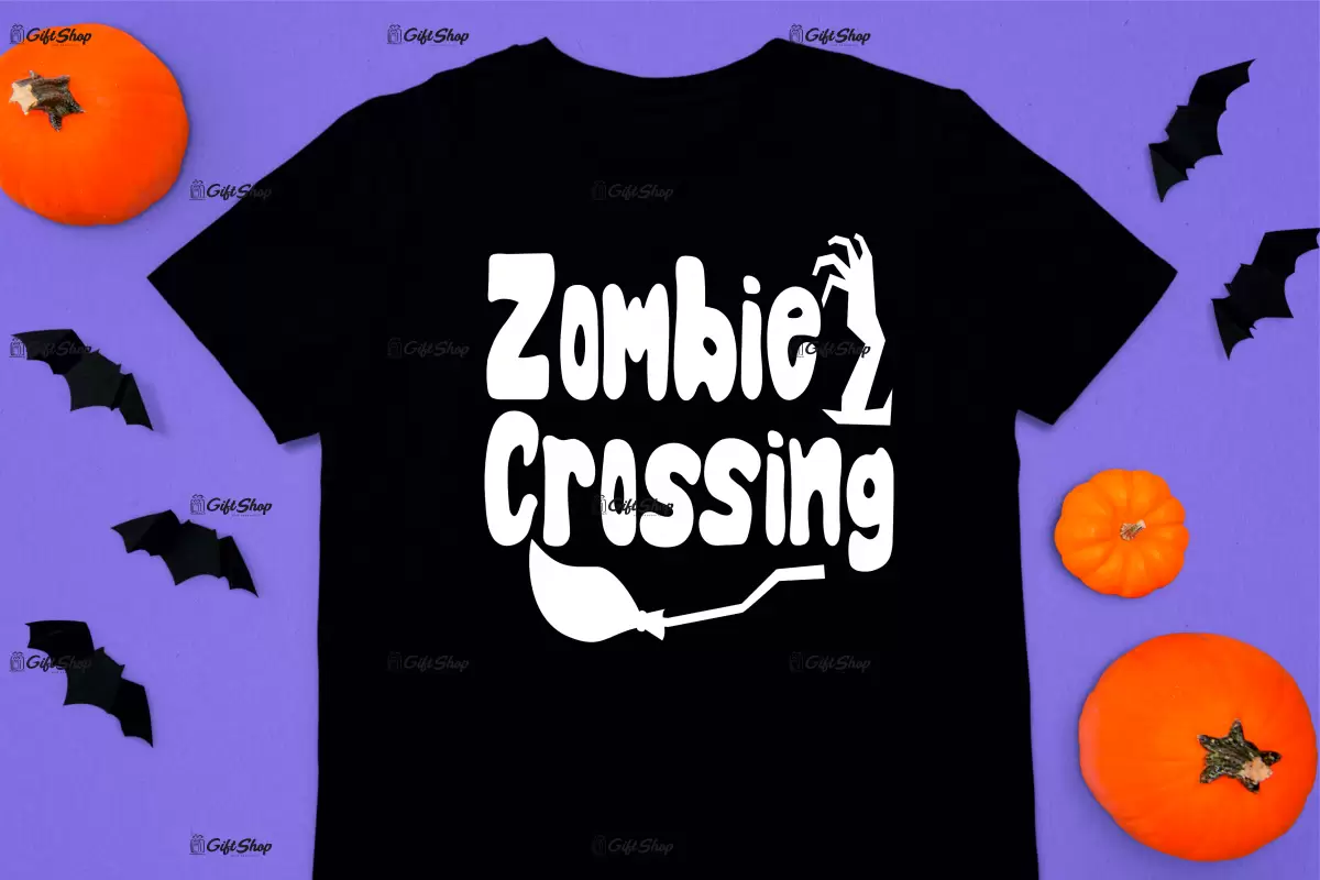 Zombie crossing, tricou cu mesaj