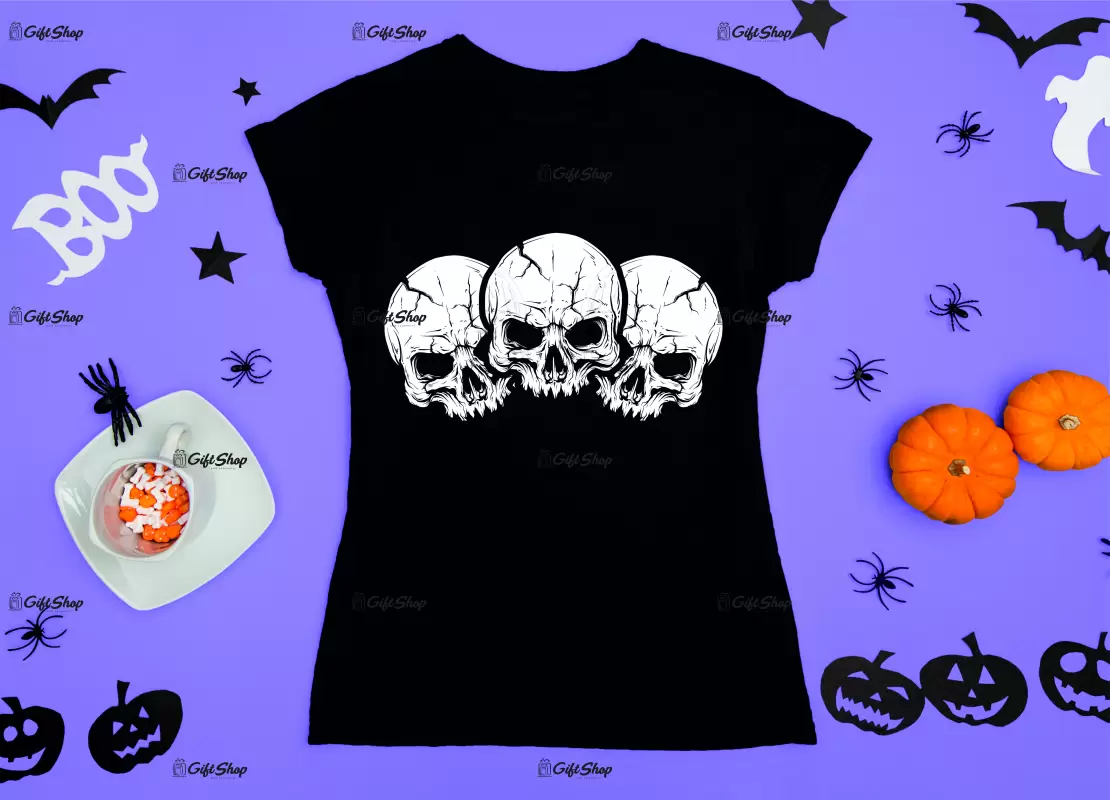 Three skulls, tricou cu mesaj