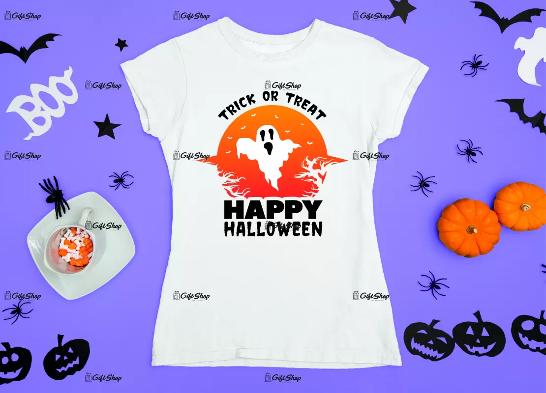Trick or treat happy halloween, tricou cu mesaj
