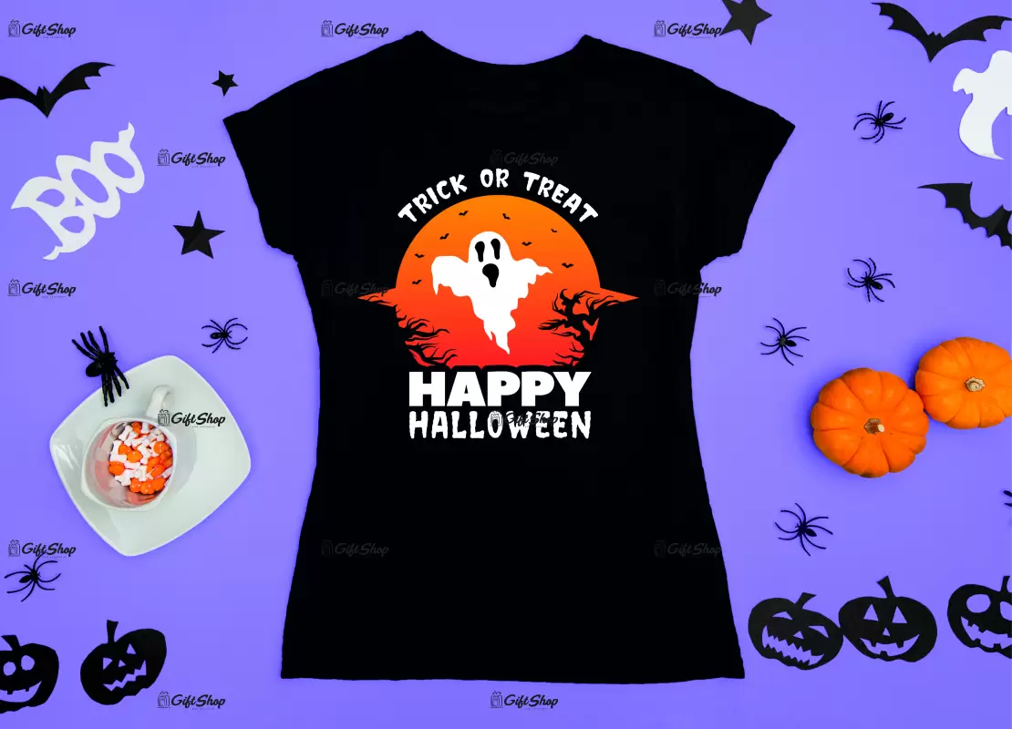 Trick or treat happy halloween, tricou cu mesaj
