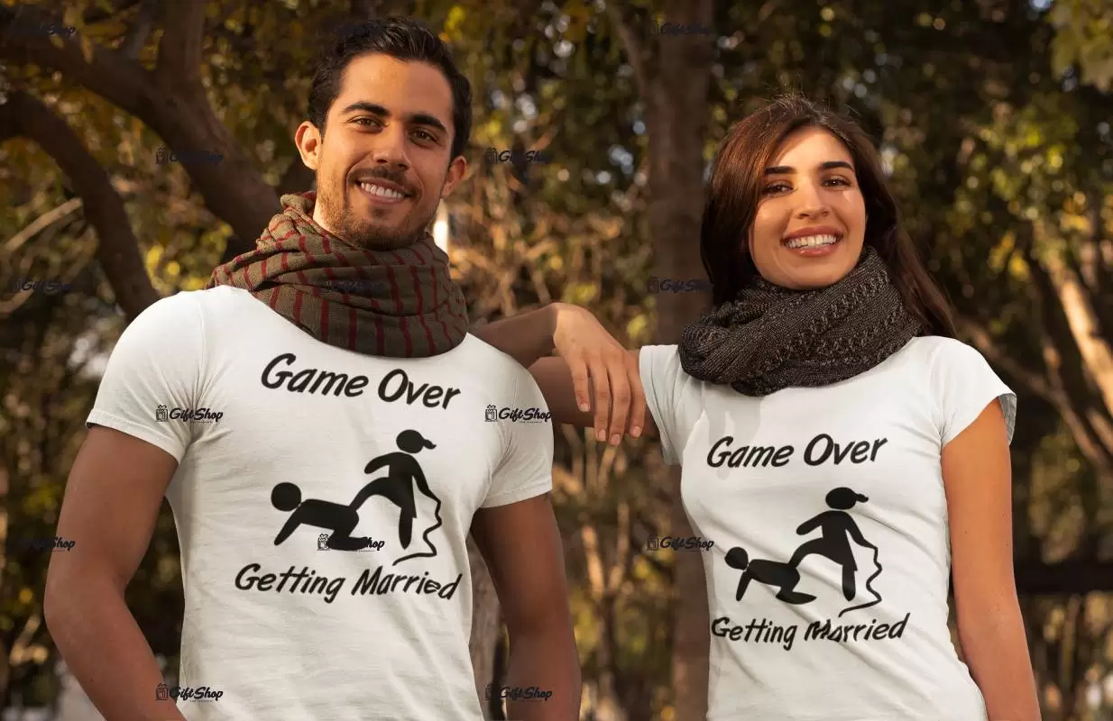 Game over getting married, tricou cu mesaj, model 1