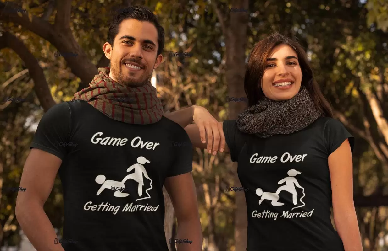 Game over getting married, tricou cu mesaj, model 1