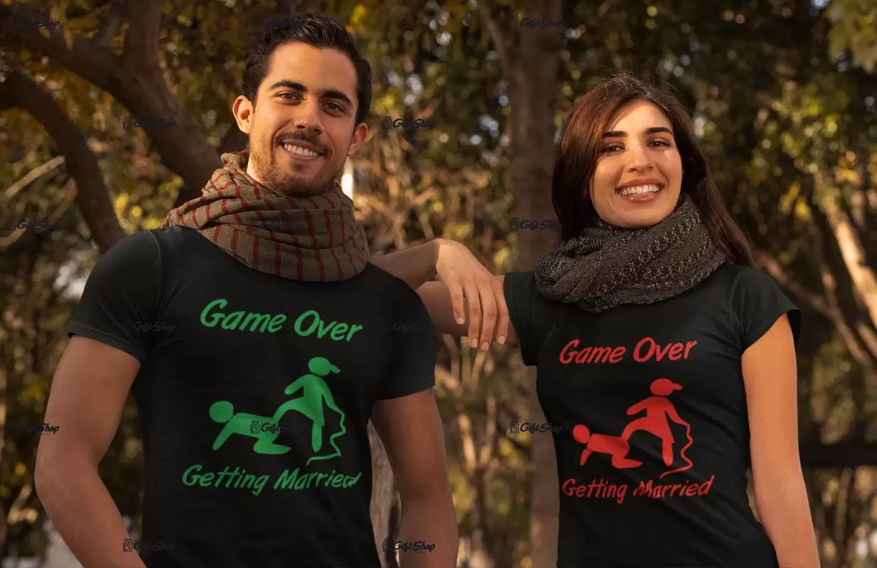 Game over getting married, tricou cu mesaj, model 2