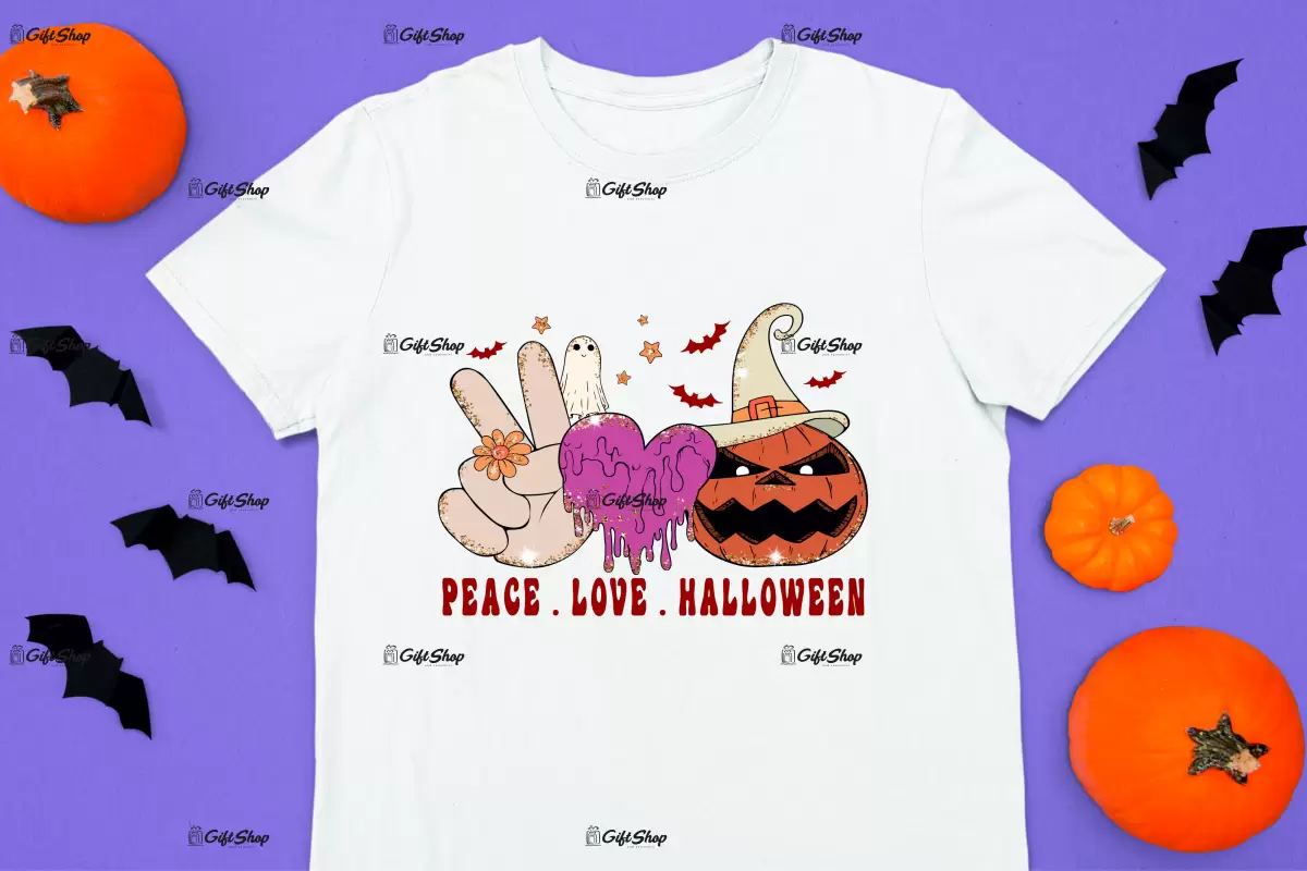 Peace . love . halloween, tricou cu mesaj