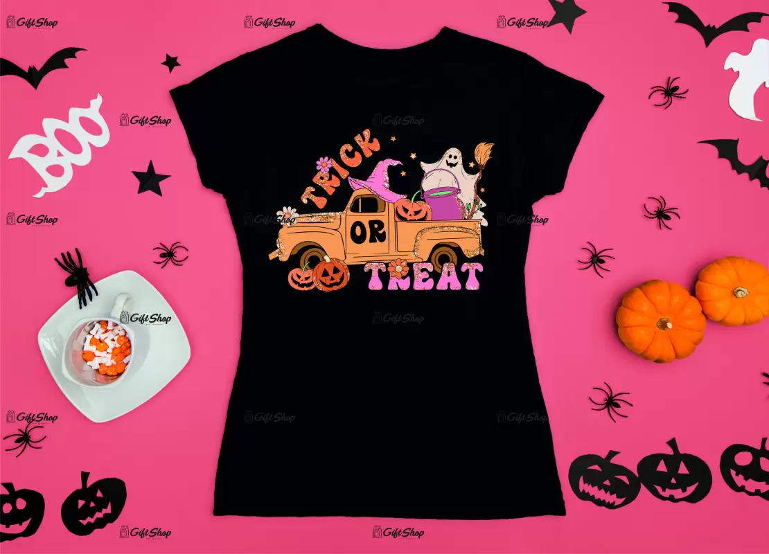 Trick or treat, tricou cu mesaj..