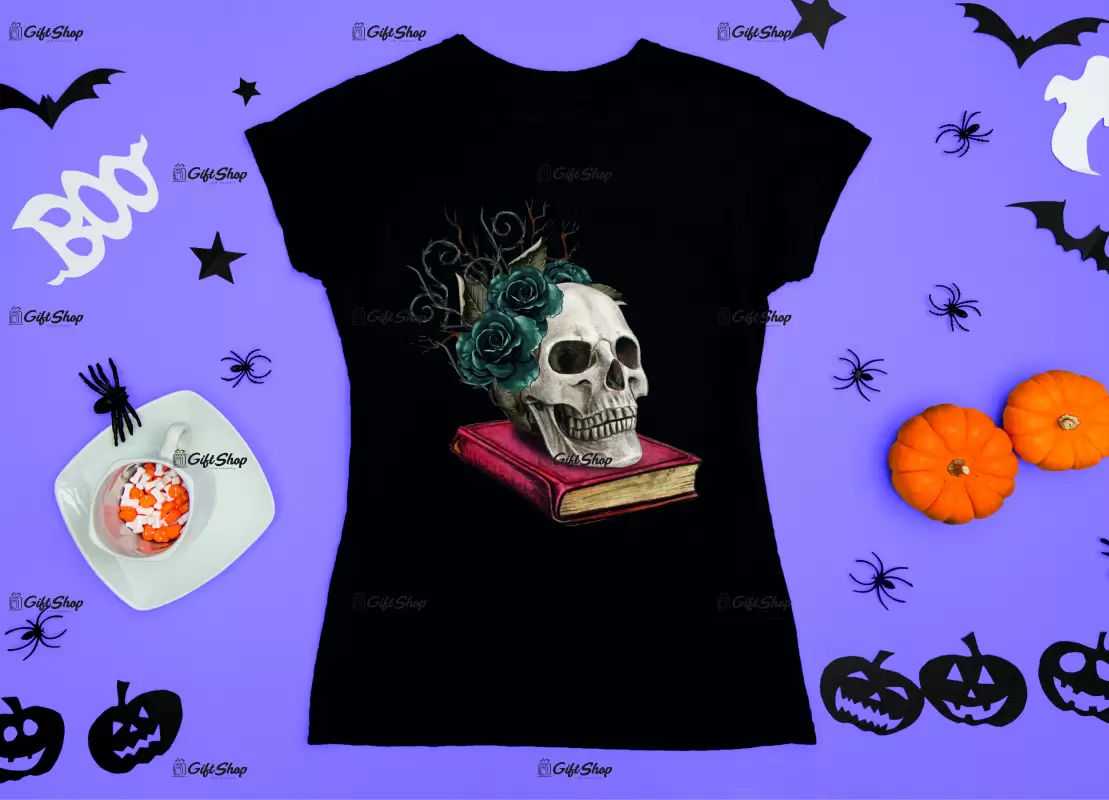 Skull book, tricou cu mesaj