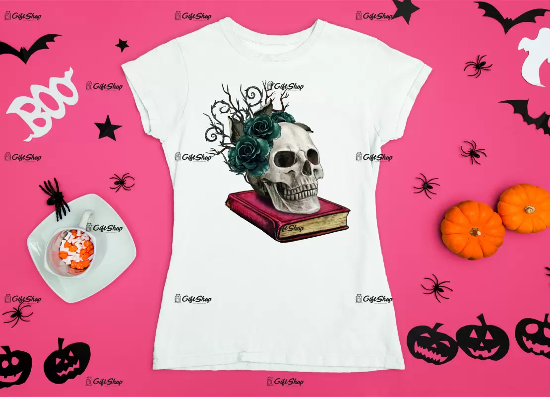 Skull book, tricou cu mesaj