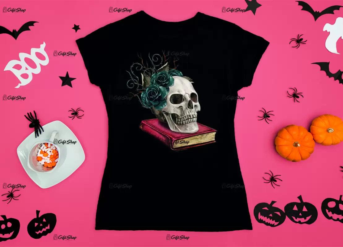 Skull book, tricou cu mesaj