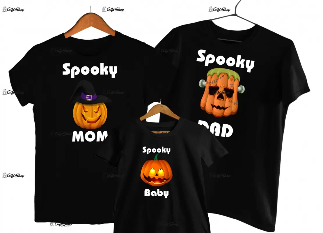 Spooky mom dad baby  - set 3 tricouri personalizate
