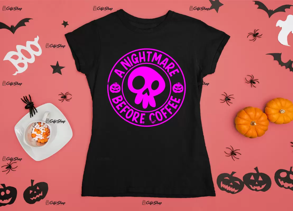 A nightmare before coffe, tricou cu mesaj