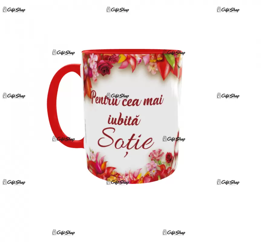 Pentru cea mai iubita sotie, cana ceramica, 330ml, cgs1196