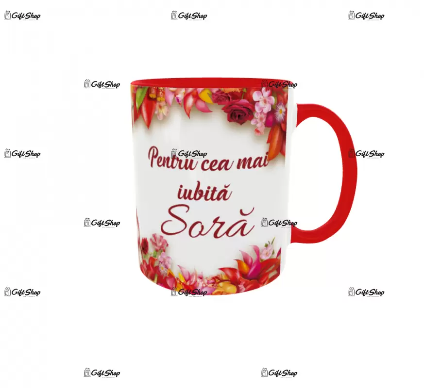 Pentru cea mai iubita sora, cana ceramica, 330ml, cgs1198