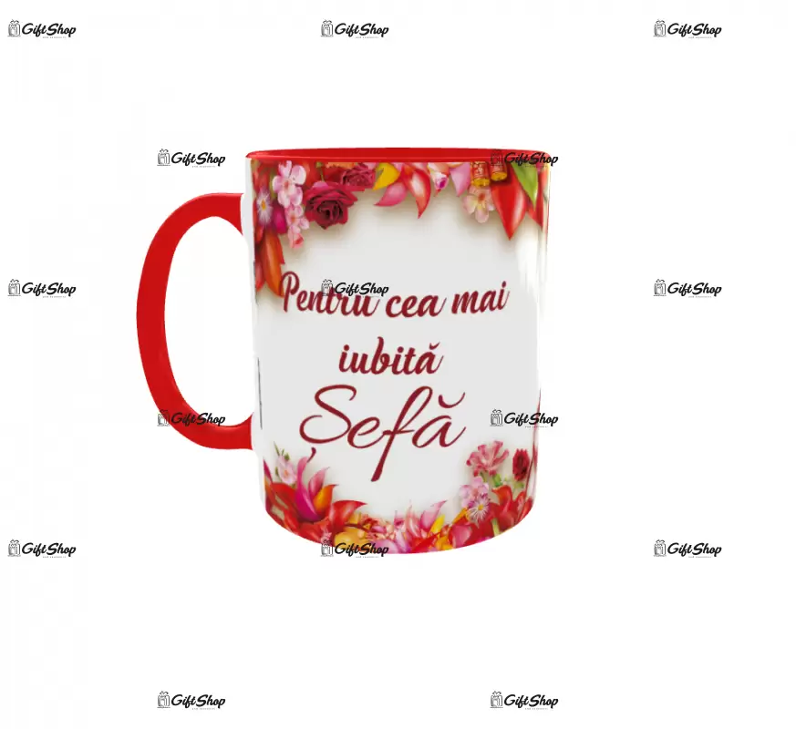 Pentru cea mai iubita sefa, cana ceramica, 330ml, cgs1204