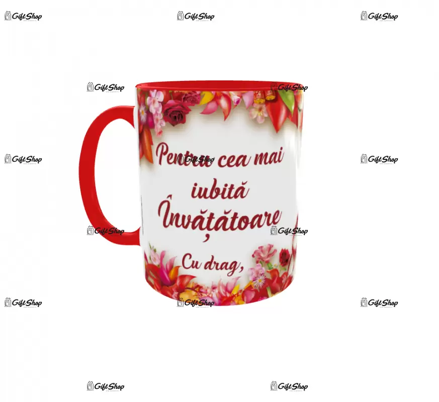 Pentru cea mai iubita invatatoare, cana ceramica, 330ml, cgs1206