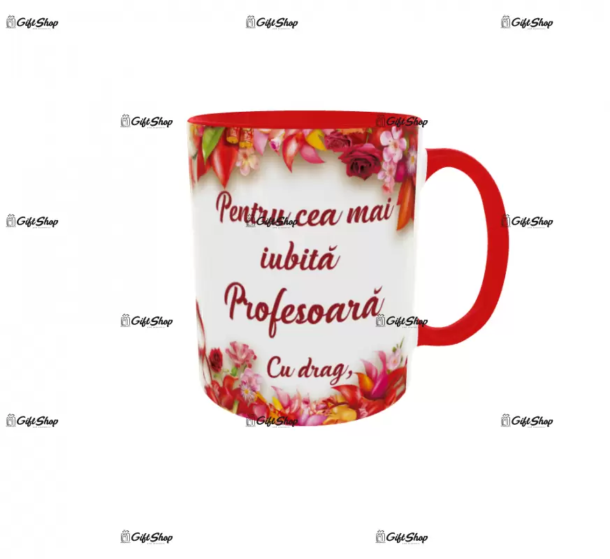 Pentru cea mai iubita profesoara, cana ceramica, 330ml, cgs1207