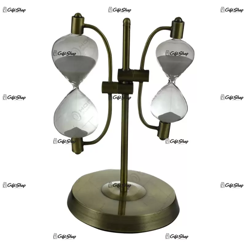 Decoratiune cu doua clepsidre realizata din alama