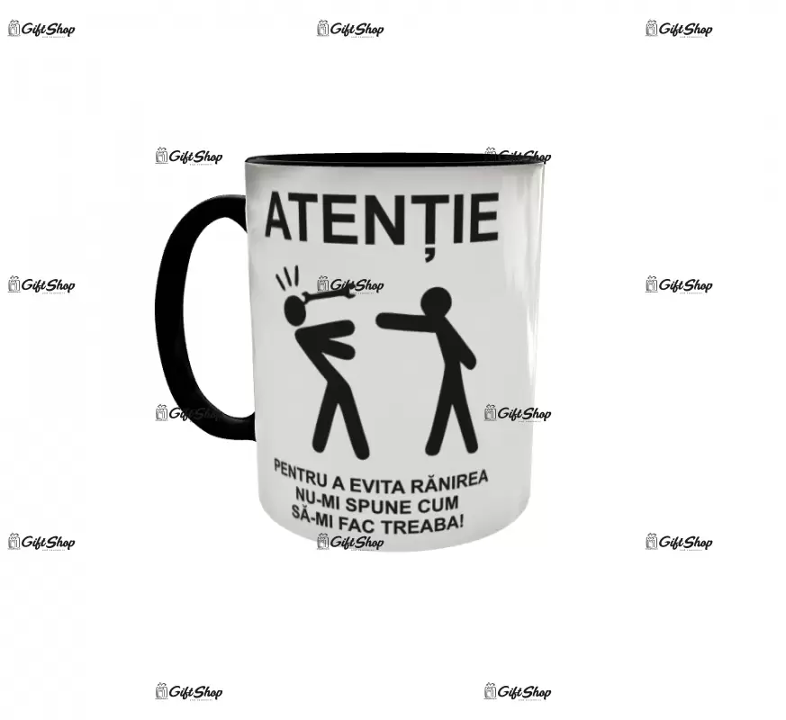 Atentie pentru a evita ranirea, cana ceramica, 330ml, cgs1322