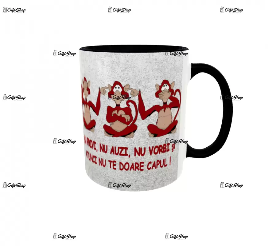 Nu privi, nu auzi, nu vorbi, cana ceramica, 330ml, cgs1333