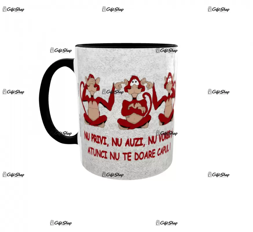 Nu privi, nu auzi, nu vorbi, cana ceramica, 330ml, cgs1333
