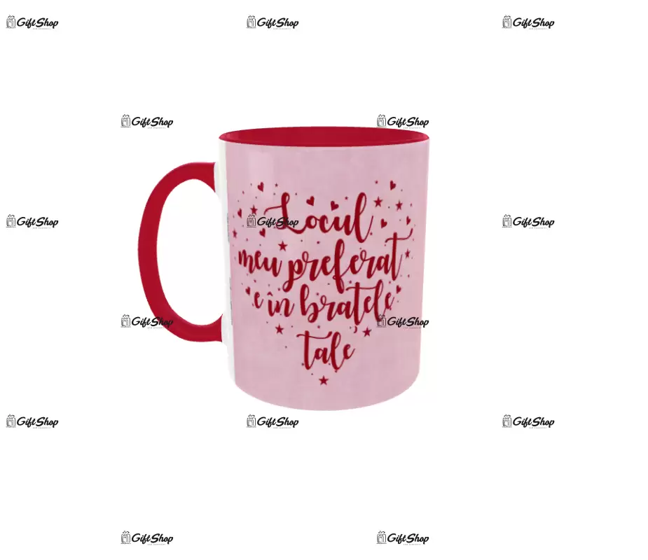 Locul meu preferat e in bratele tale, model 1, cana ceramica, 330ml