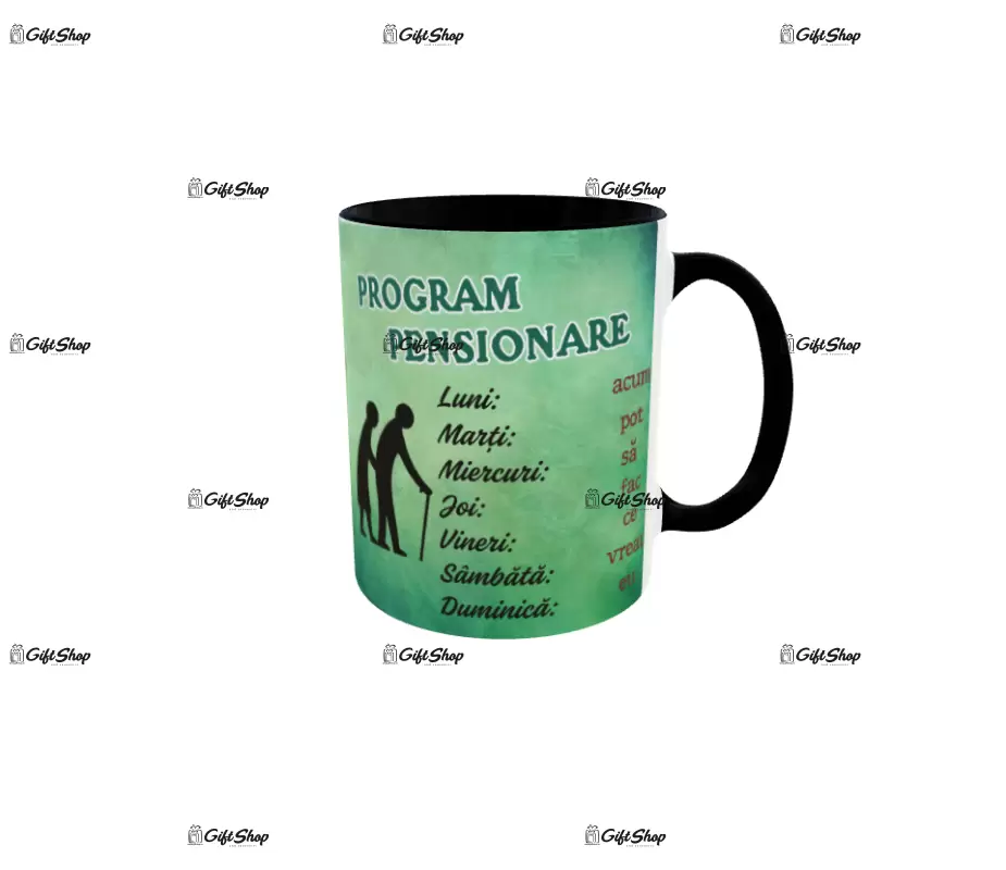 Program pensionare, cana din ceramica, 330ml
