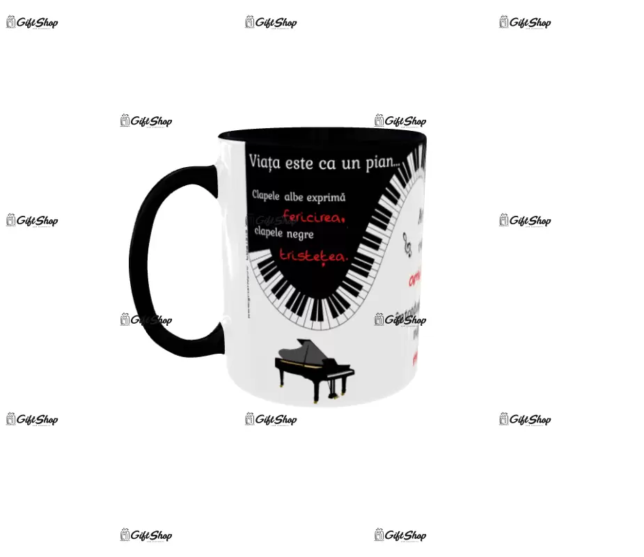 Viata este ca un pian, cana din ceramica, 330ml
