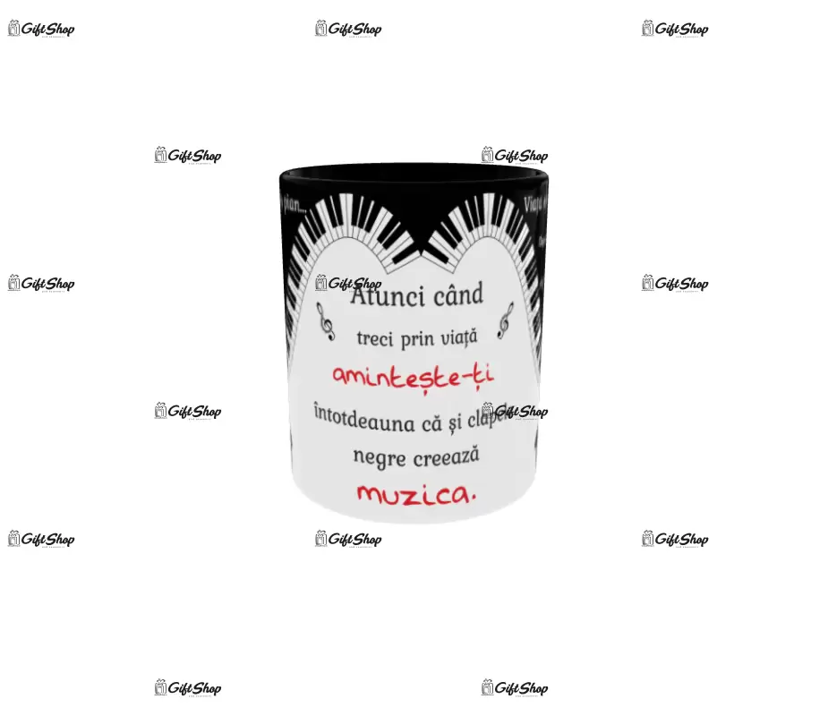 Viata este ca un pian, cana din ceramica, 330ml