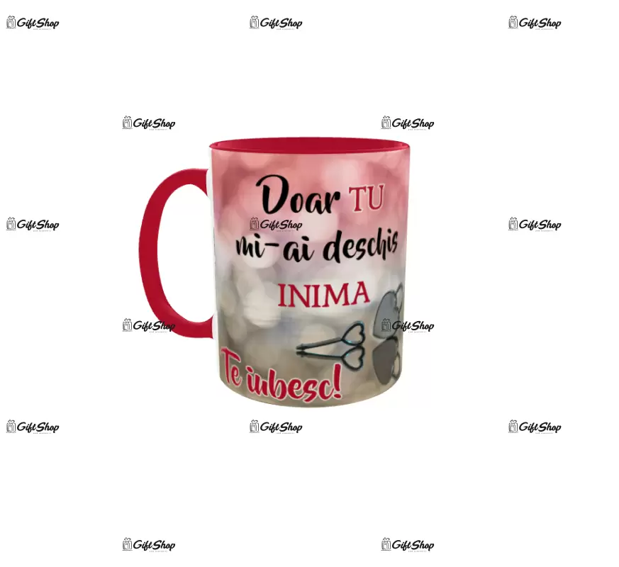 Doar tu mi-ai deschis inima te iubesc, cana din ceramica, 330ml