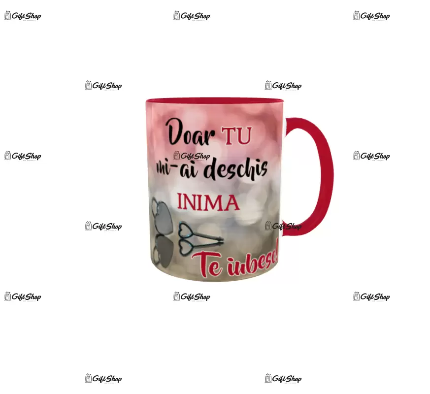 Doar tu mi-ai deschis inima te iubesc, cana din ceramica, 330ml