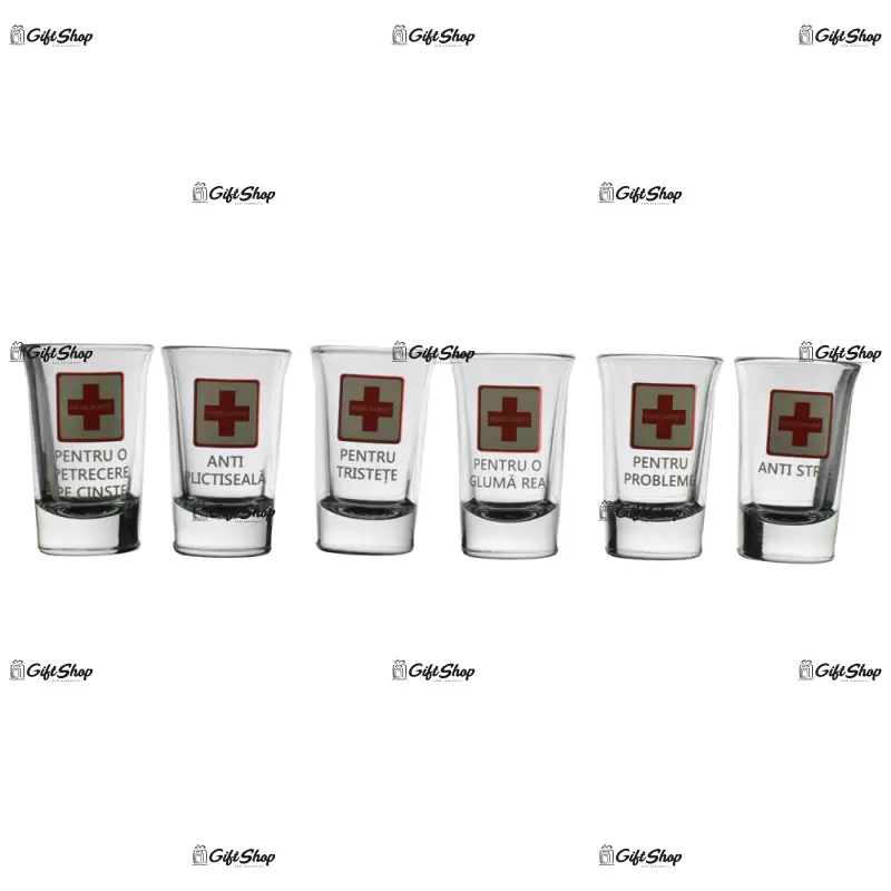 Medicament pentru…set 6 pahare shot din sticla 35 ml