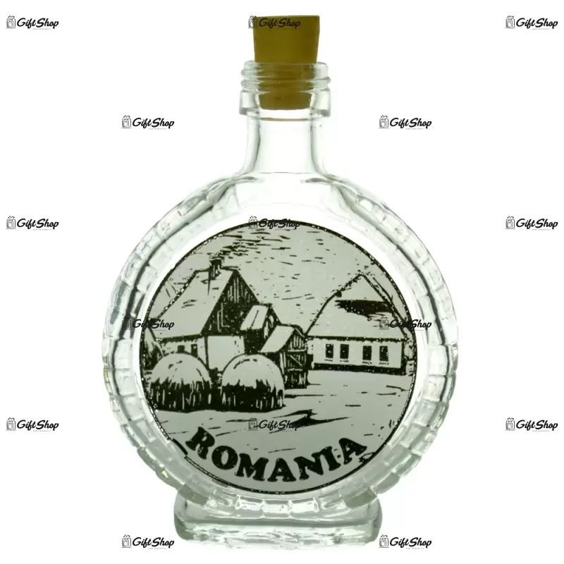 Plosca din sticla cu grafica – romania a