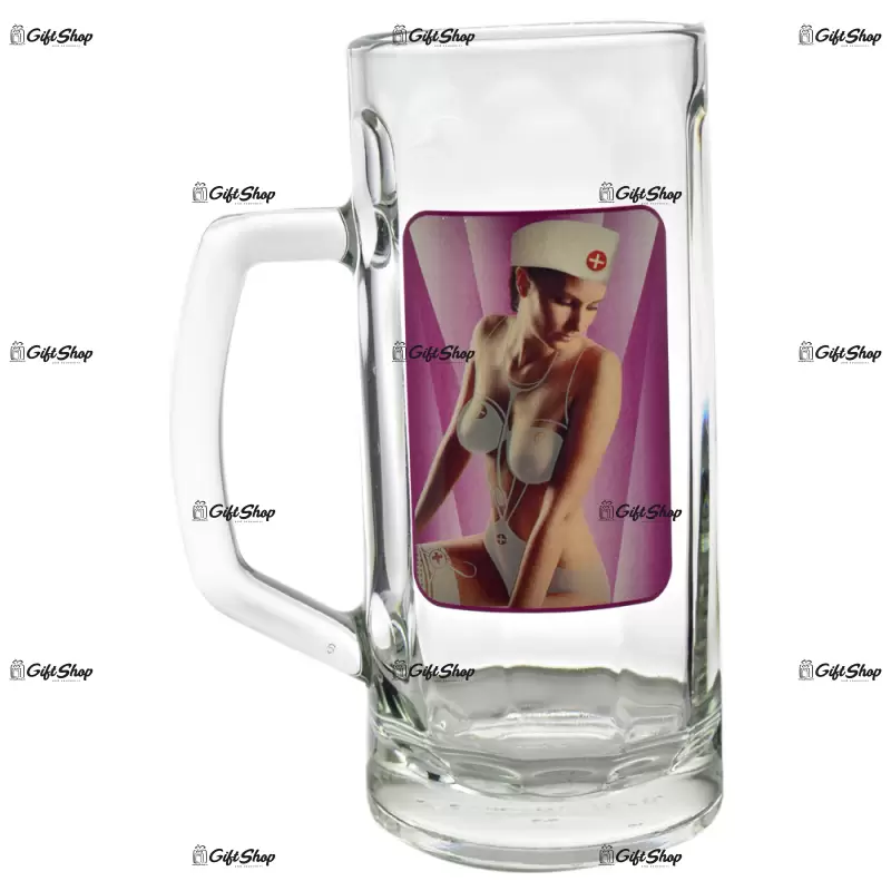 Halba de bere strip club cu imagine de femeie termica in cutie decorativa a