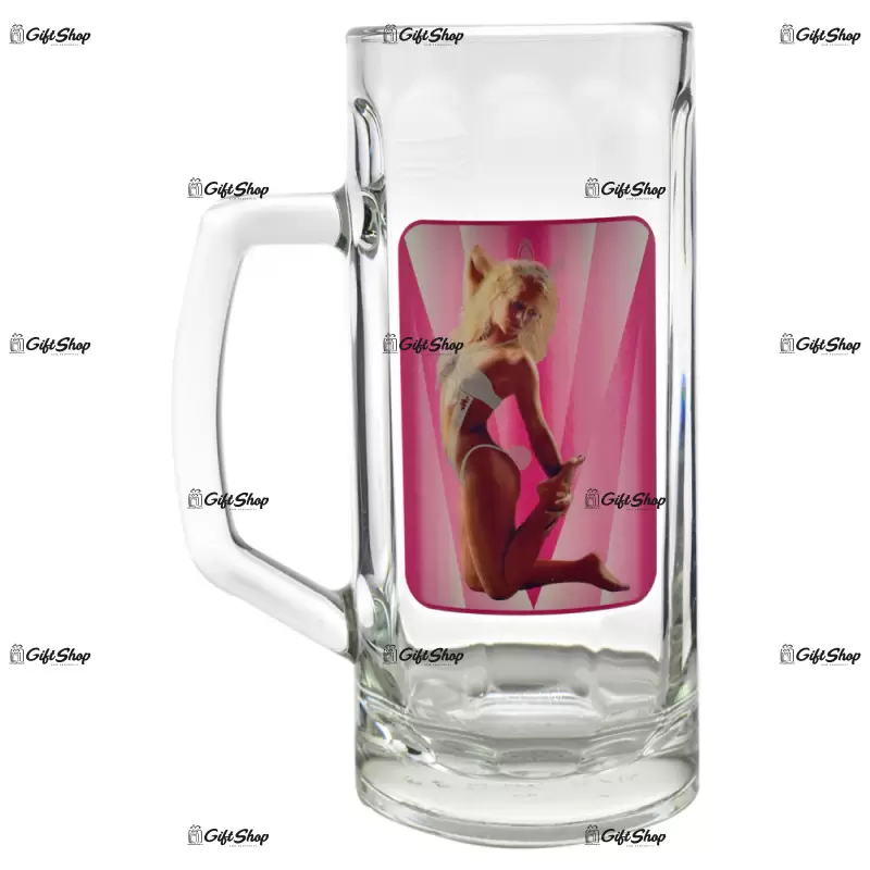 Halba de bere strip club cu imagine de femeie termica in cutie decorativa c
