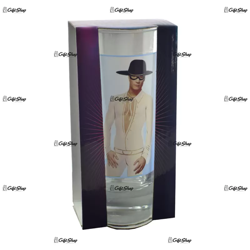 Pahar cu imagine de barbat termic in cutie decorativa f