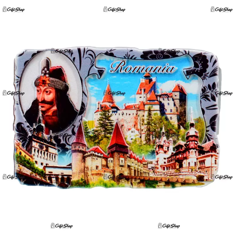Romania, vlad tepes, magnet de frigider din rasina